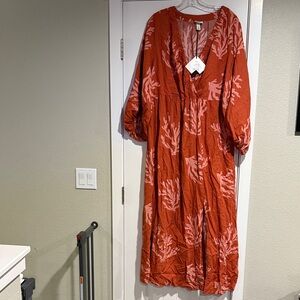 Ava & Viv Coral and Rust/Pink Patterned Dress